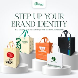 Pabrik grosir tas spunbond premium Althea Ecobag dengan cetak sablon logo custom untuk kemasan eksklusif brand perusahaan