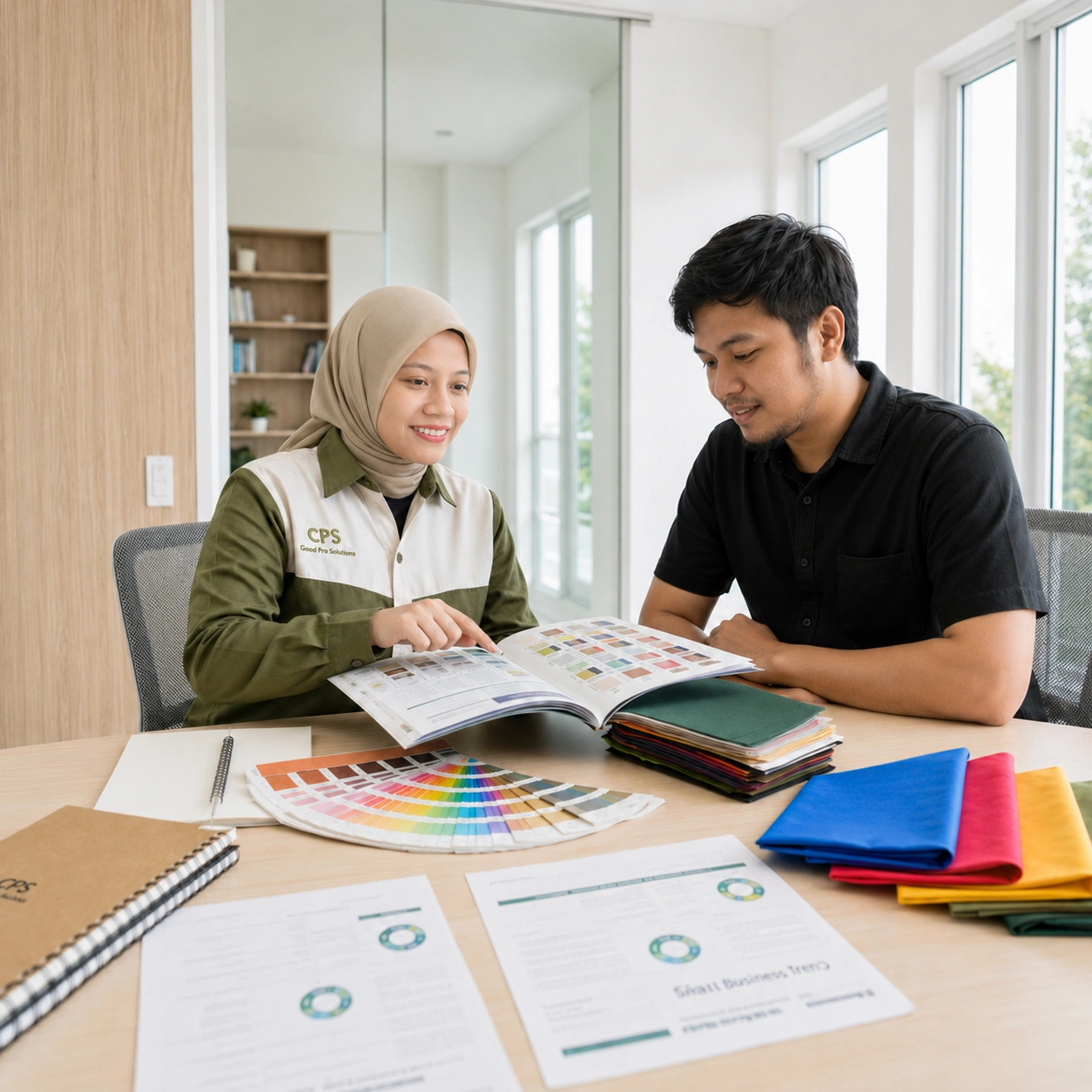 Konsultasi bersama tim Althea Ecobag Semarang untuk menentukan material, warna, ukuran, dan model tas yang sesuai kebutuhan bisnis.