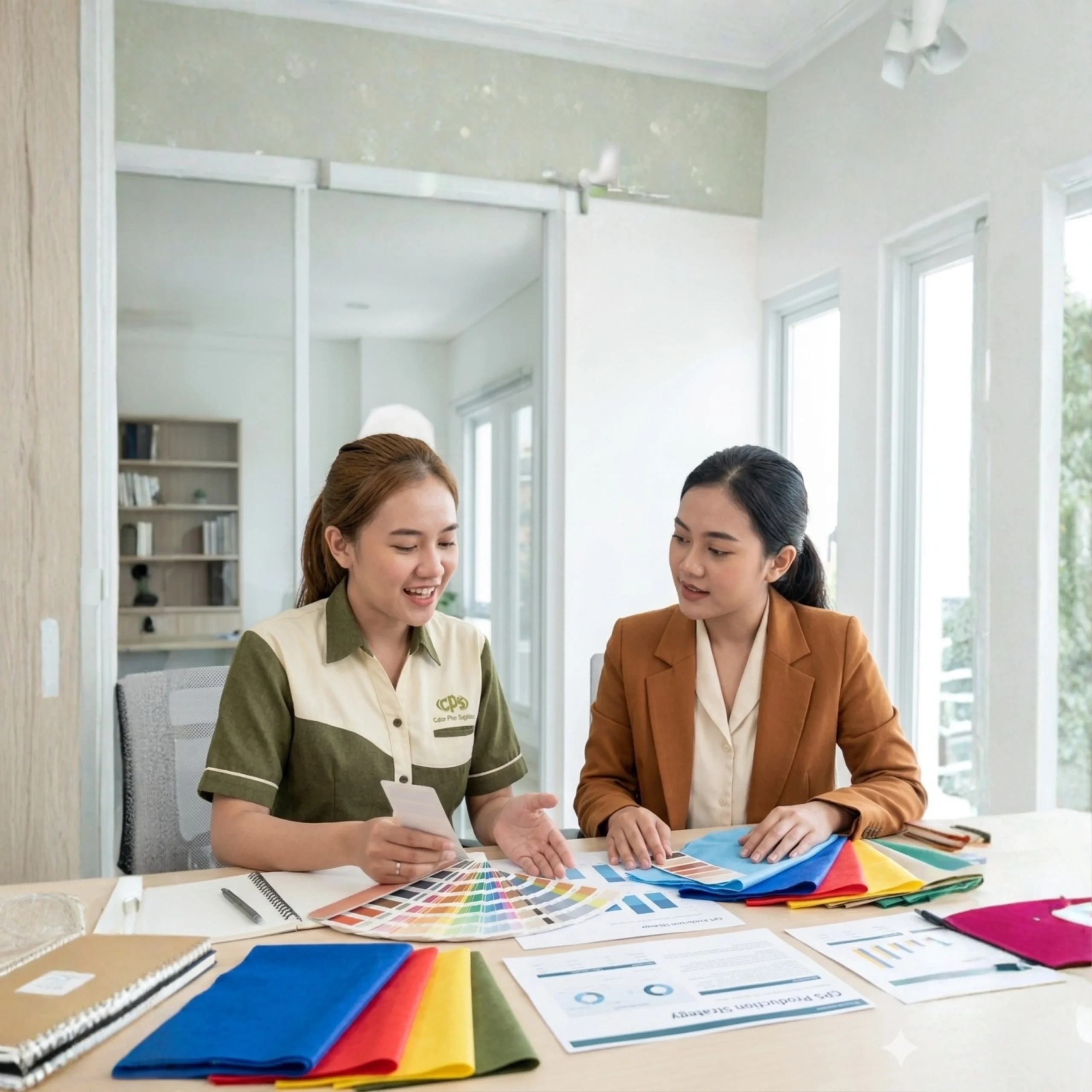 Konsultasi bersama tim Althea Ecobag untuk menentukan material, warna, ukuran, dan model tas yang sesuai kebutuhan bisnis.