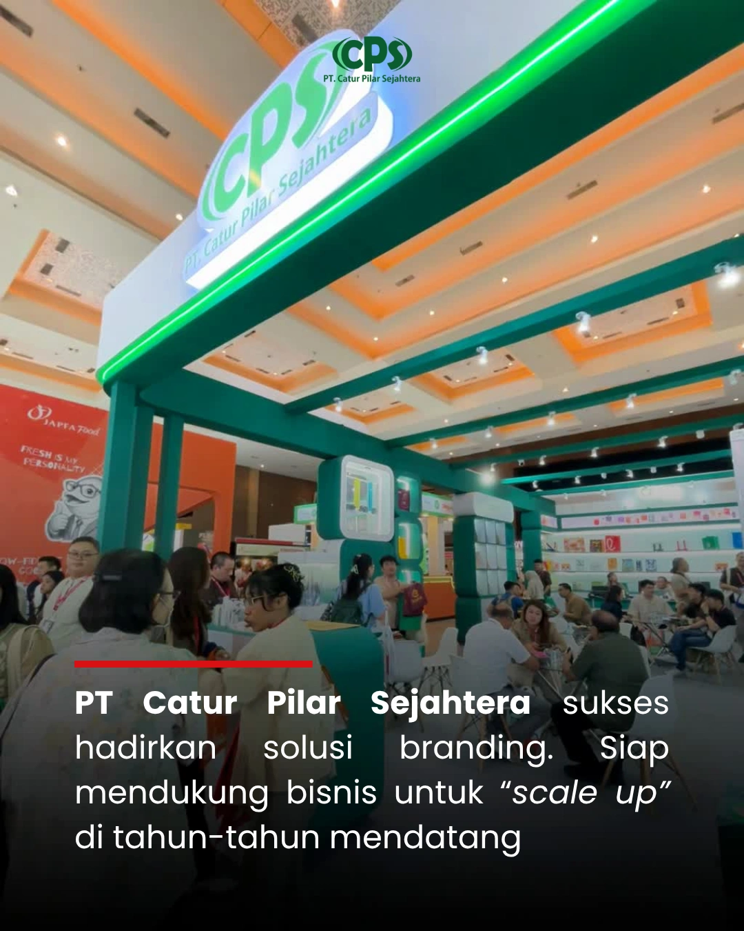 Booth PT Catur Pilar Sejahtera ramai dikunjungi pelaku bisnis selama Food & Hospitality Indonesia FHI 2026.