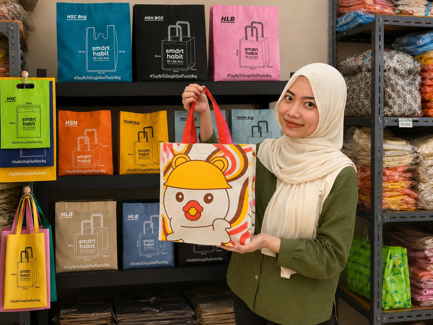 Tim Althea Ecobag Bandung membantu pelanggan memilih bahan, warna, dan model tas sesuai kebutuhan.