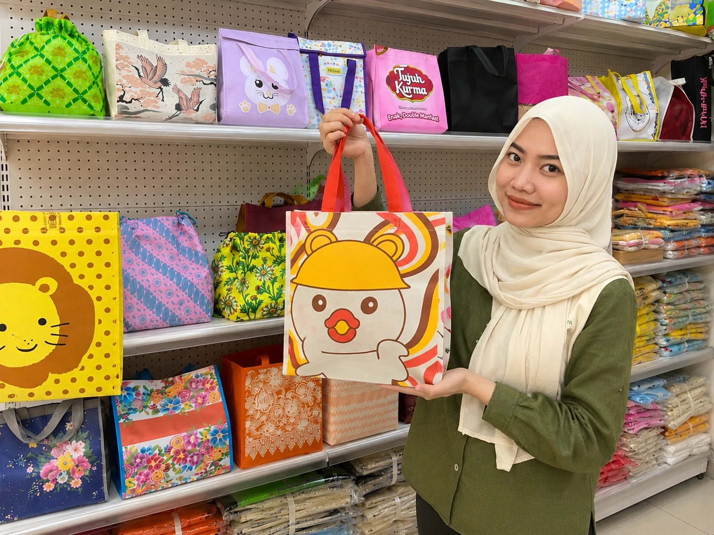 Tim Althea Ecobag Jakarta membantu pelanggan memilih bahan, warna, dan model tas sesuai kebutuhan.
