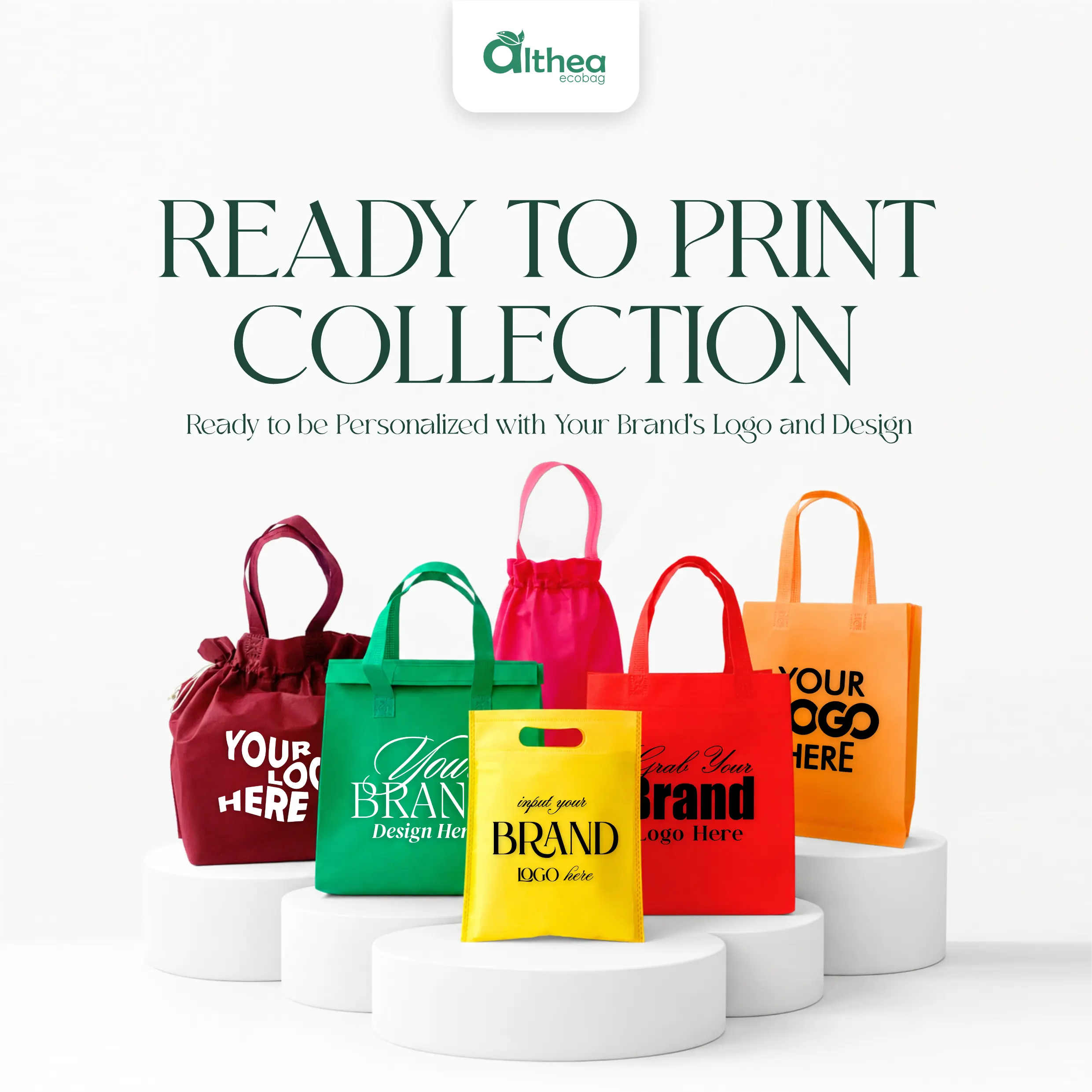 Ready to Print Collection tas spunbond custom siap cetak dengan logo perusahaan dari Althea Ecobag