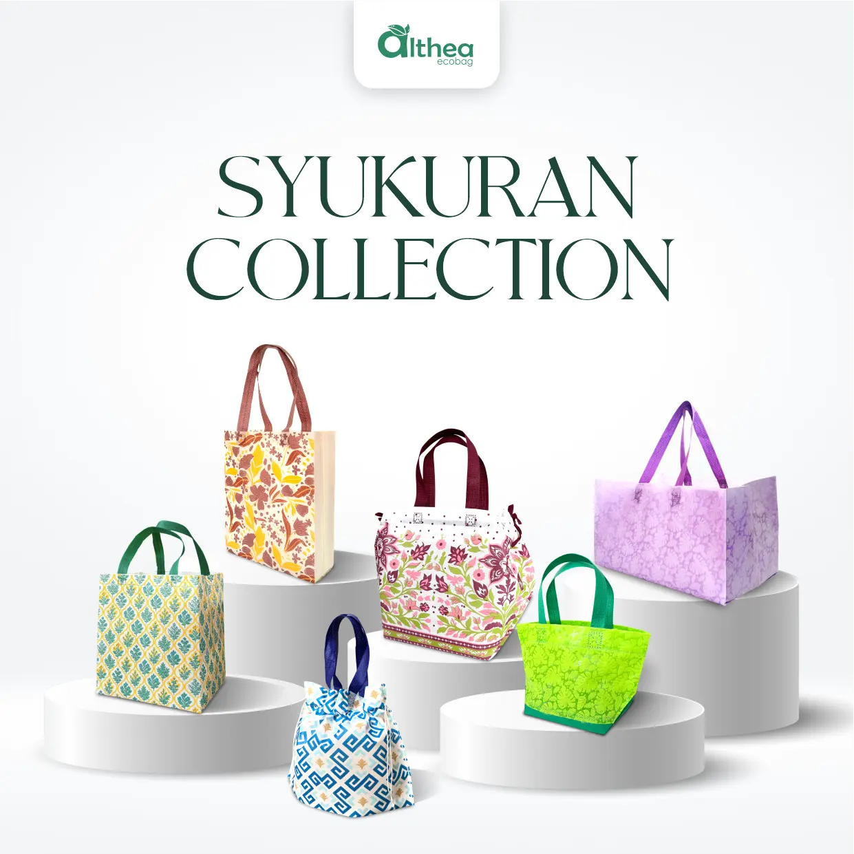 Koleksi tas spunbond Ready to Use untuk kebutuhan ibadah, syukuran, dan acara keagamaan dari Althea Ecobag.
