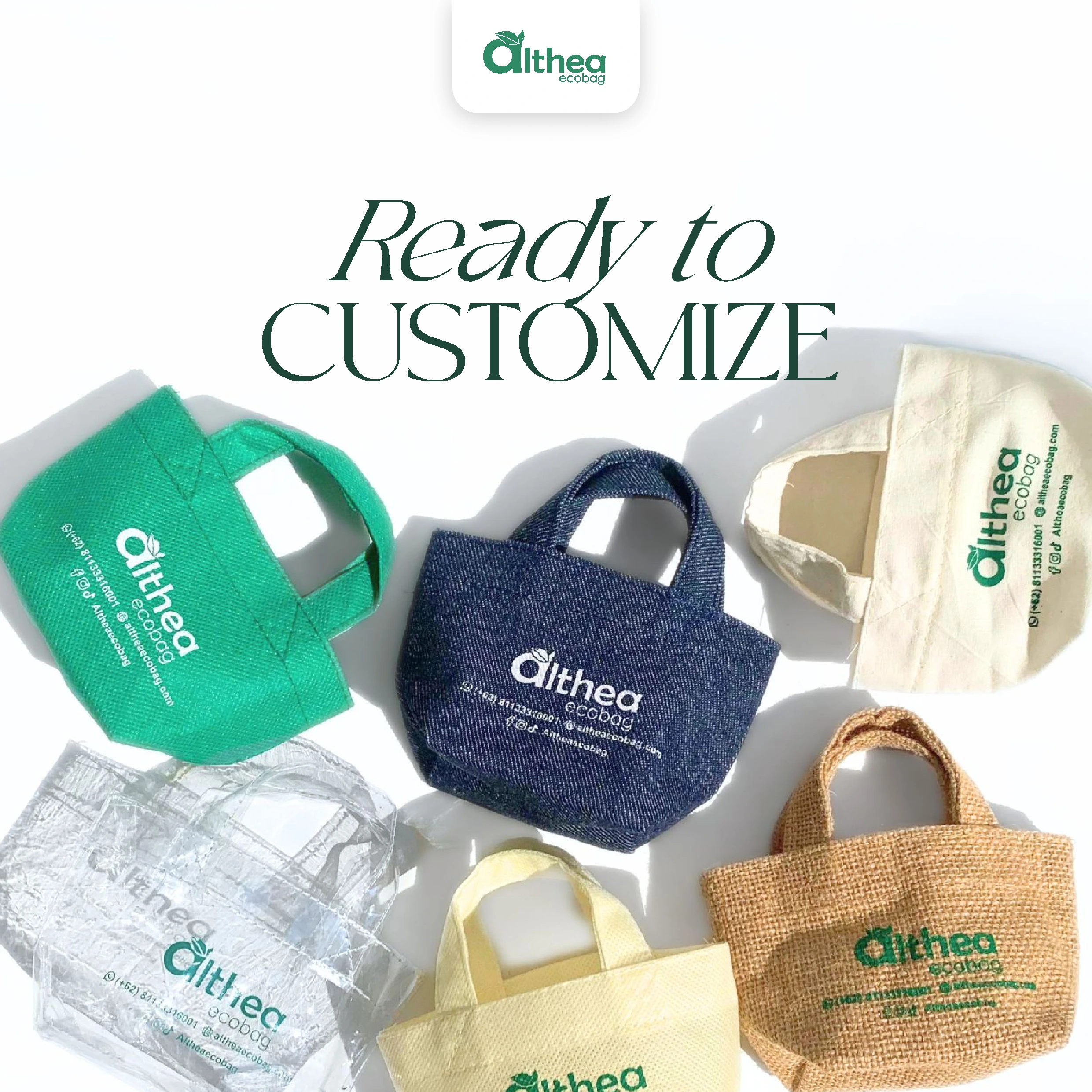 Pilihan tas custom dari berbagai material Althea Ecobag.