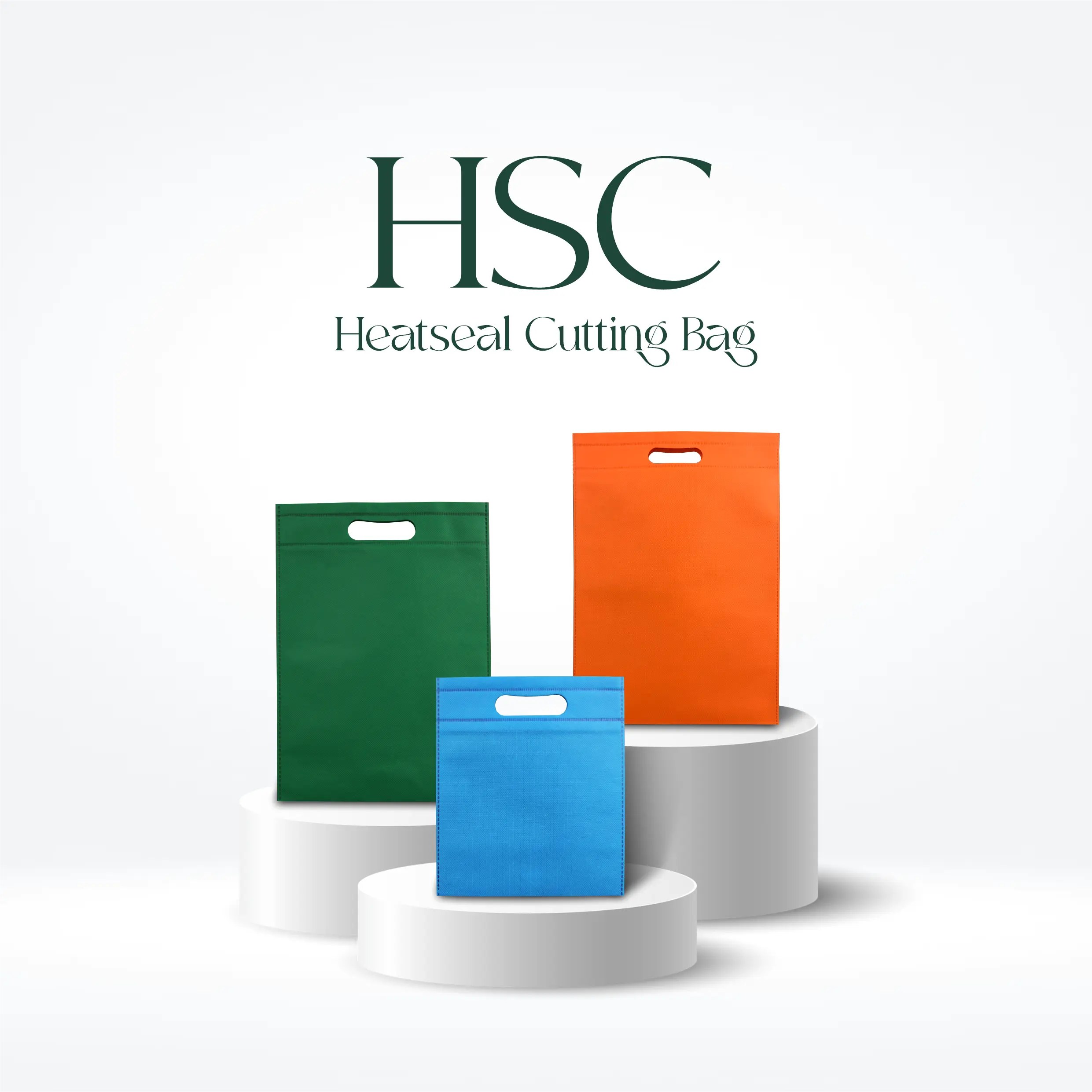 Tas Spunbond HSC (Heatseal Cutting Bag) dengan handle potong untuk kebutuhan promosi dan kemasan