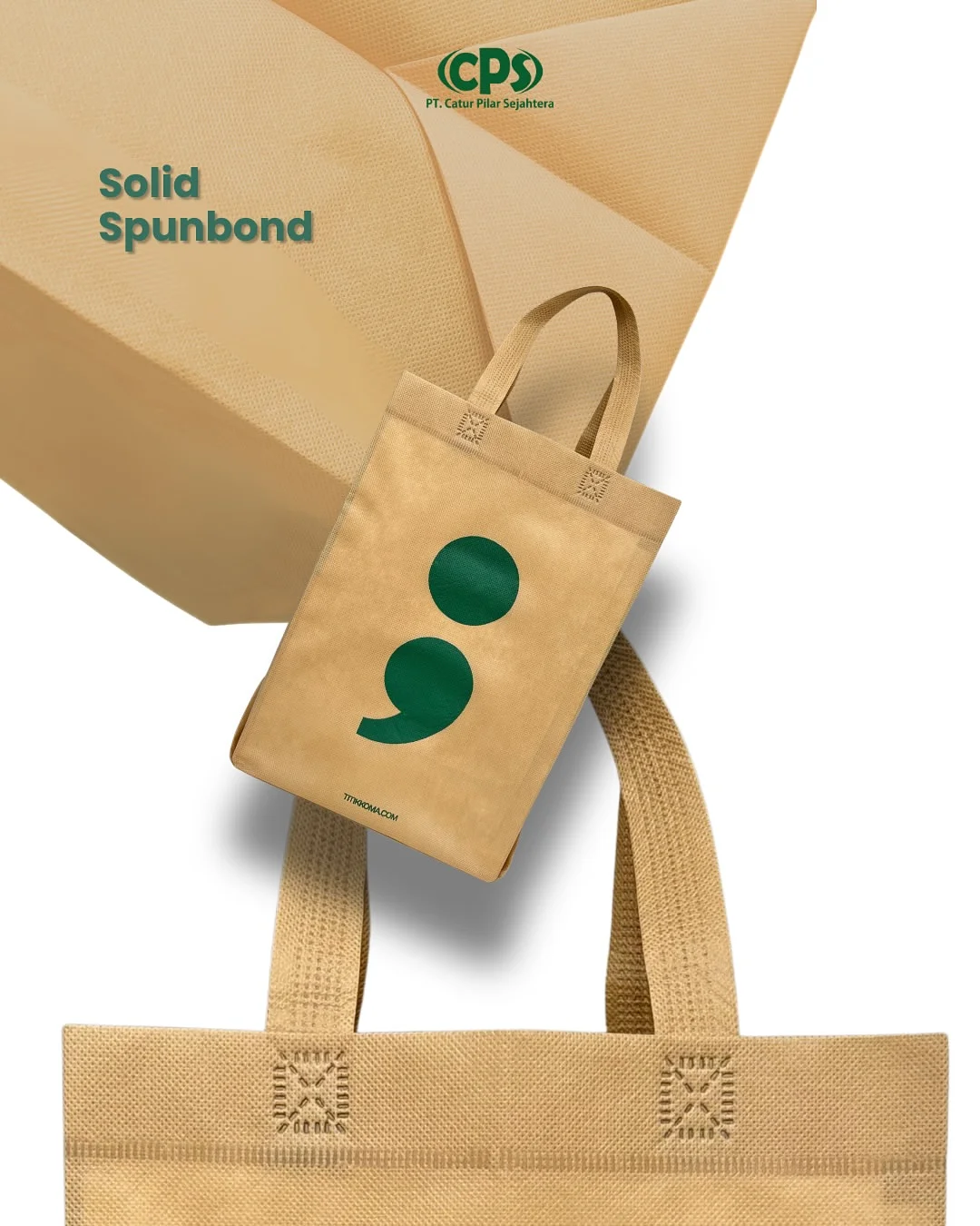 Solid spunbond bag custom untuk branding coffee shop dengan hasil printing yang bold dan clean.