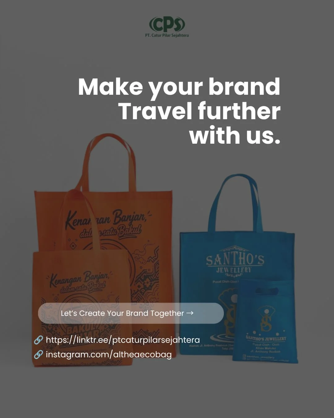Spunbond bag custom untuk oleh-oleh yang membantu identitas brand ikut terlihat saat dibawa customer bepergian.